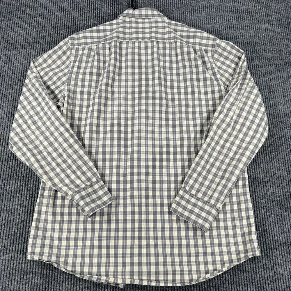 Banana Republic Shirt Mens Size Large Yellow Gray Plaid Long Sleeve Button Up